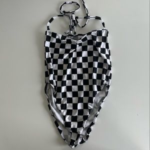 Checked Rave bodysuit